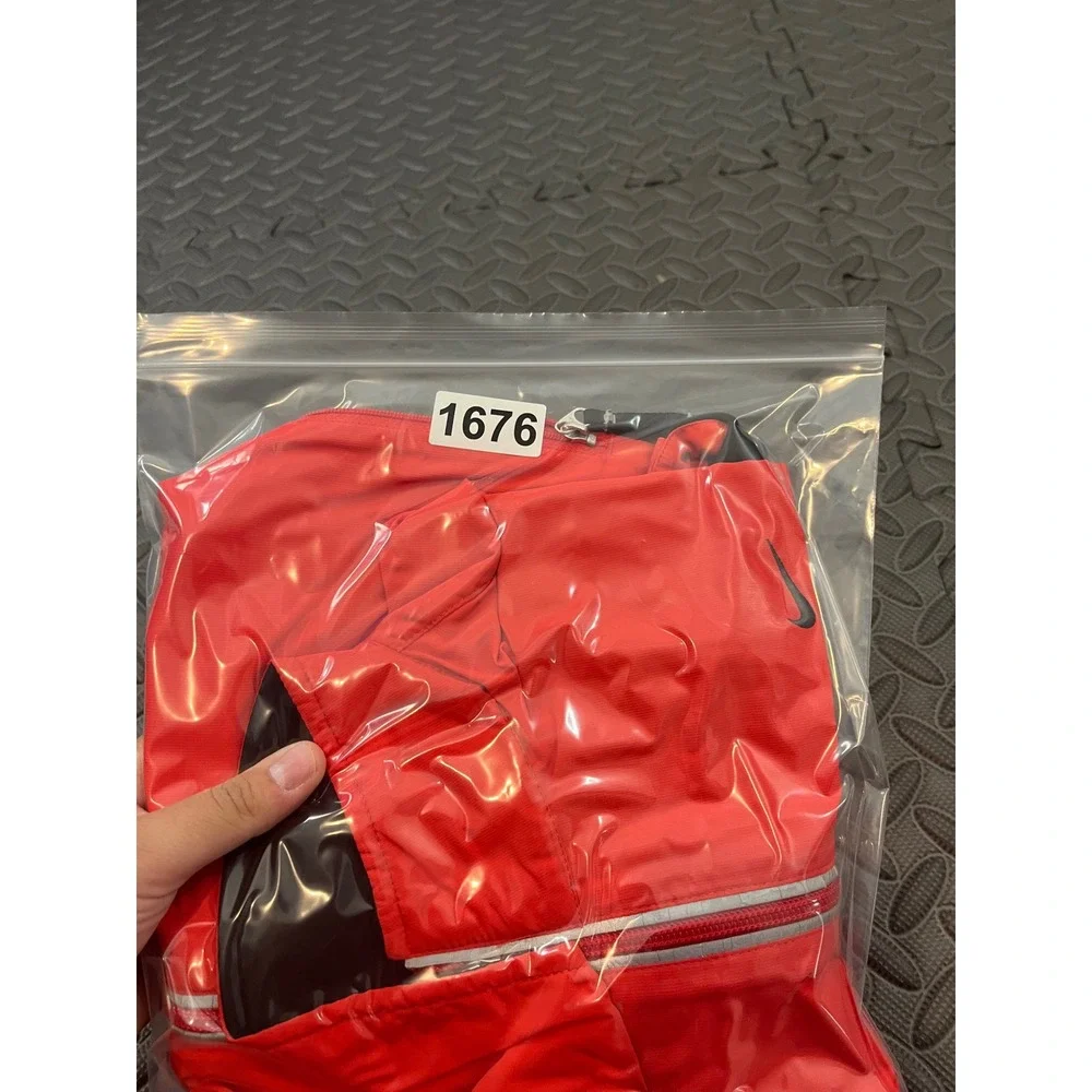 Nike Windbreaker Womens M Red‎ Black Dri-Fit Full Zip Running Sporty